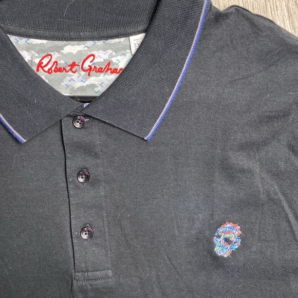 Robert Graham Stone trail polo with colorful embroidered skull - Picture 2 of 4